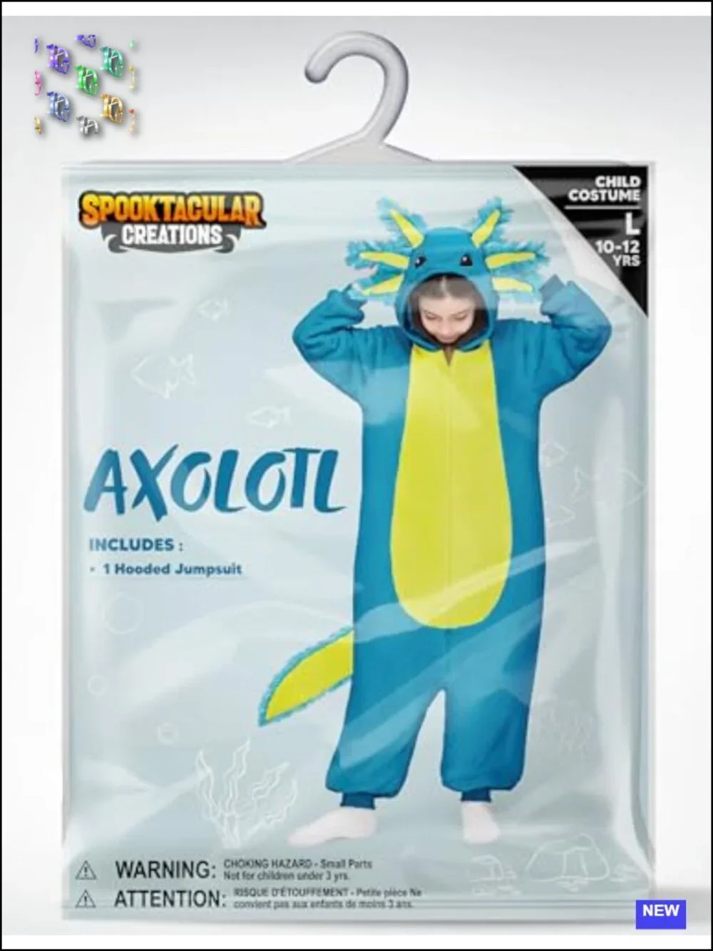 Kids Halloween Axolotl Costume Zip-Up Hooded Jumpsuit Cosplay Party One-Piece